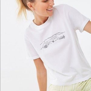 Topshop White Embroidered Tee